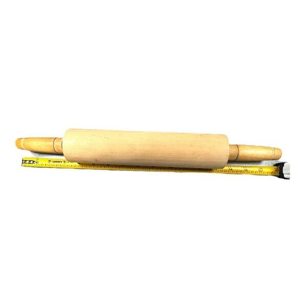 Vintage Wooden Rolling Pin With Handles Retro Kitchen Tool Country Home Decor - Picture 5 of 6